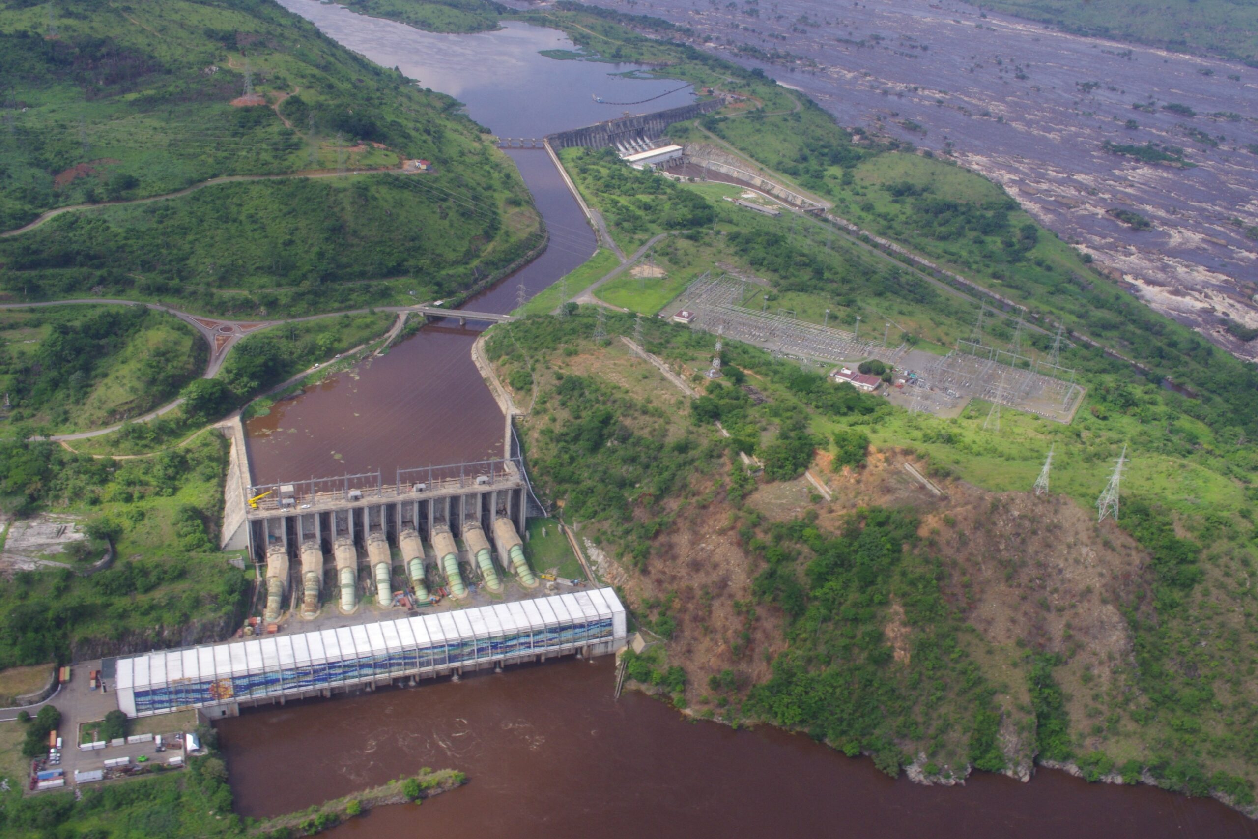 Aerial view of Inga dams